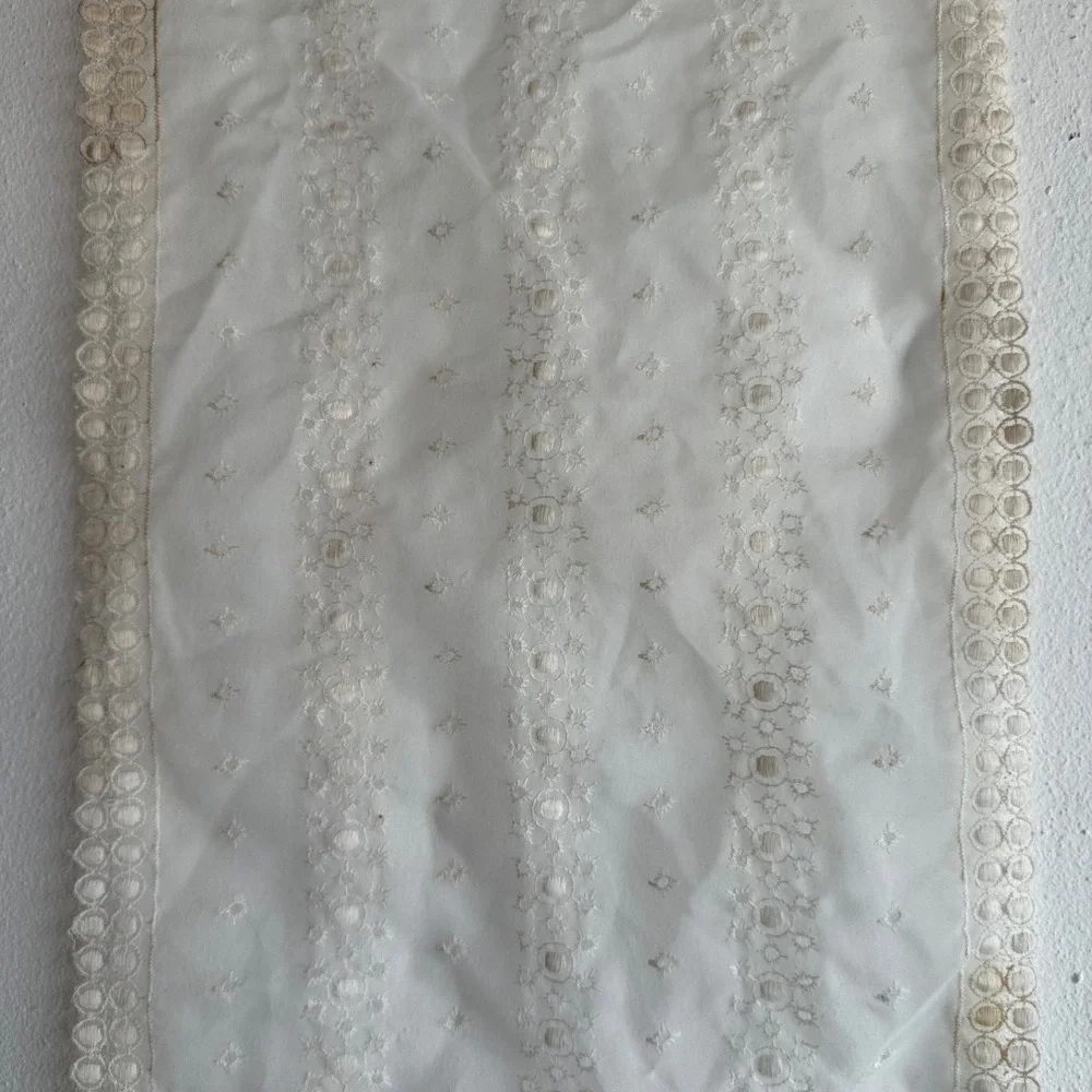 Vintage Sheer Lace Table Runner Embroidered Cottagecore Vanity Scarf 30x14